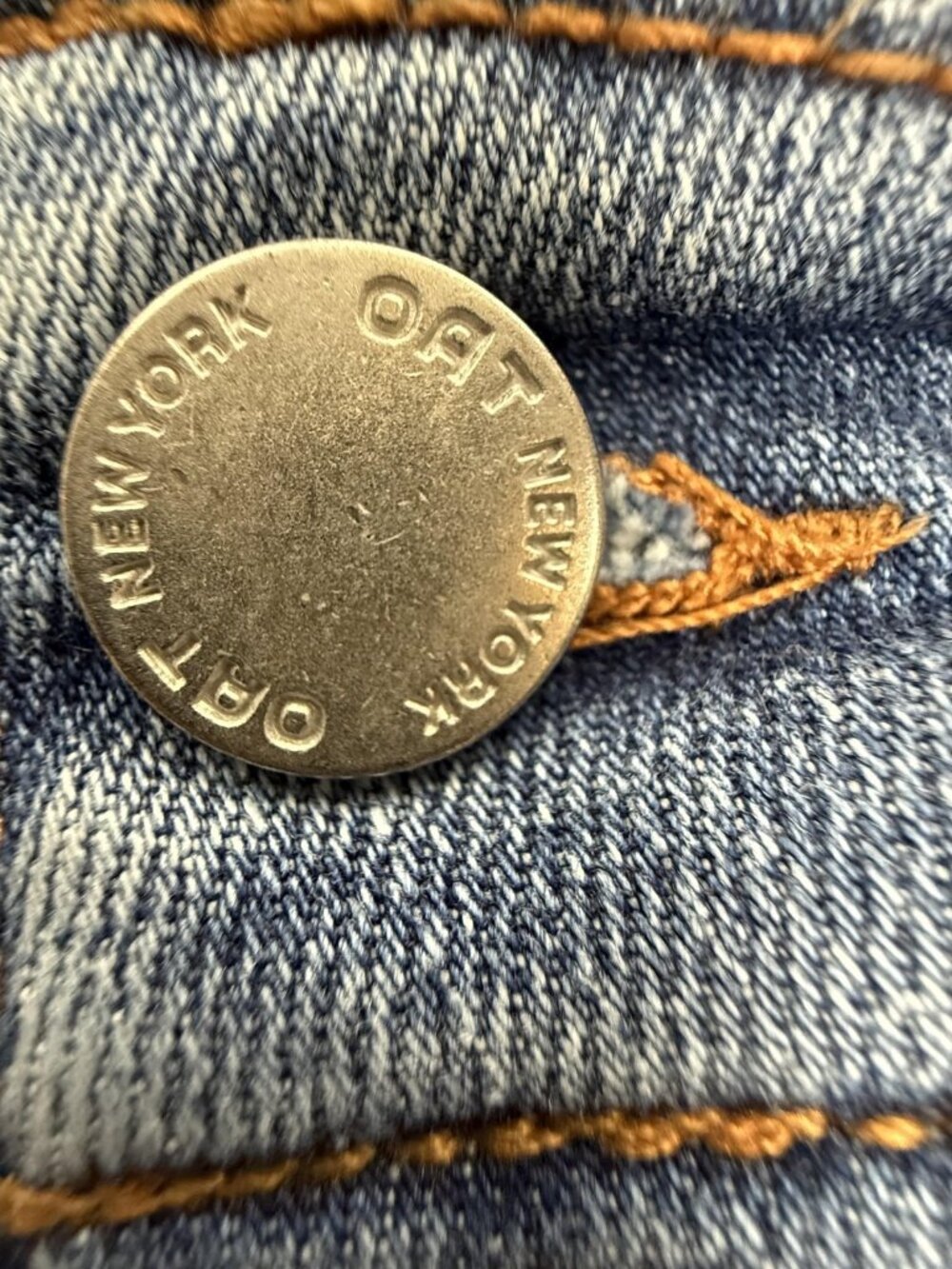 OAT New York Wide Leg High Rise Jeans Womens 10 Blue Boho Raw Hem Stretch Denim - Picture 7 of 9